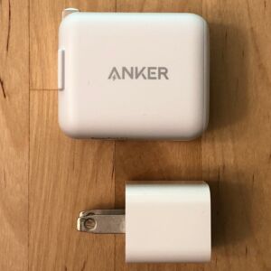 Top: Anker PowerPort C 1. Bottom: Apple 5W USB Power Adapter. Top: Anker PowerPort C 1. Bottom: Apple 5W USB Power Adapter.
