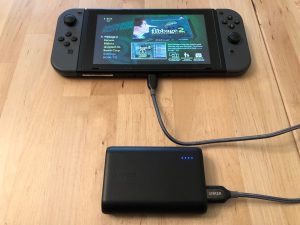 Anker PowerCore 10000 with Nintendo Switch. Cable not included.