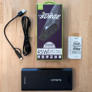 Omars PowerSurge 20000 45W USB-C PD box and contents
