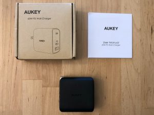 AUKEY PA-B3 Omnia Mix 65W Dual-Port PD box and contents