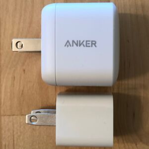 Top: Anker PowerPort Atom PD 1. Bottom: Apple 5W USB Power Adapter. Top: Anker PowerPort Atom PD 1. Bottom: Apple 5W USB Power Adapter.