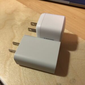 Top: Anker PowerPort Atom PD 1. Bottom: Google 18W USB-C. Top: Anker PowerPort Atom PD 1. Bottom: Google 18W USB-C.