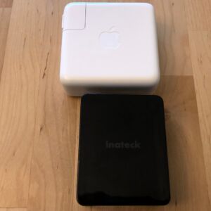 Top: Apple 61W USB-C Power Adapter. Bottom: Inateck 60W PD USB-C. Top: Apple 61W USB-C Power Adapter. Bottom: Inateck 60W PD USB-C.