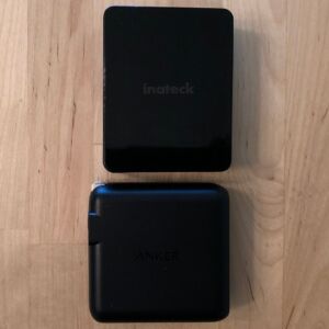 Top: Inateck 60W PD USB-C. Bottom: Anker PowerPort Speed PD 60. Top: Inateck 60W PD USB-C. Bottom: Anker PowerPort Speed PD 60.