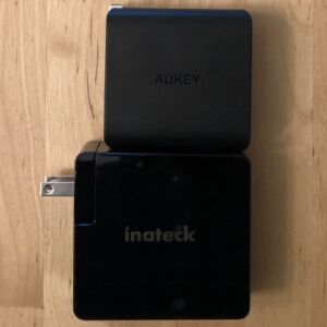 Top: AUKEY PA-Y16 Dual 18W PD. Bottom: Inateck 60W PD Charger with Dual USB-C. Top: AUKEY PA-Y16 Dual 18W PD. Bottom: Inateck 60W PD Charger with Dual USB-C.