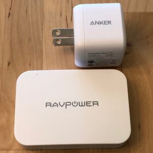 Top: Anker PowerPort Atom PD 1. Bottom: RAVPower PD Pioneer 45W GaN. Top: Anker PowerPort Atom PD 1. Bottom: RAVPower PD Pioneer 45W GaN.