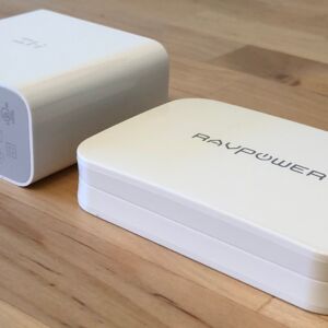 Left: ZMI PowerPlug Turbo. Right: RAVPower PD Pioneer 45W GaN. Left: ZMI PowerPlug Turbo. Right: RAVPower PD Pioneer 45W GaN.