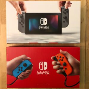 Top: Original Nintendo Switch box. Bottom: New (2019) Nintendo Switch box. Compare Nintendo Switch Model Boxes, Back