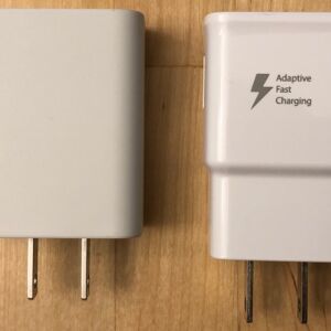 Left: Google 18W USB-C. Right: Samsung Adaptive Fast Charger. Left: Google 18W USB-C. Right: Samsung Adaptive Fast Charger.