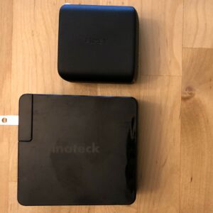Top: AUKEY PA-B4 Omnia Duo 65W. Bottom: Inateck 60W PD with Dual USB-C Ports. Top: AUKEY PA-B4 Omnia Duo 65W. Bottom: Inateck 60W PD with Dual USB-C Ports.