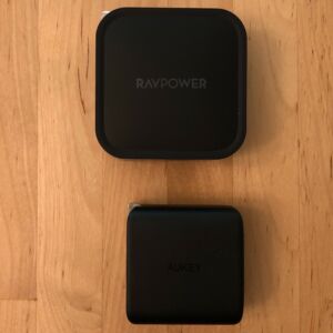 Top: RAVPower PD Pioneer 90W 2-Port. Bottom: AUKEY PA-B4 Omnia Duo 65W Dual-Port PD. Top: RAVPower PD Pioneer 90W 2-Port. Bottom: AUKEY PA-B4 Omnia Duo 65W Dual-Port PD.